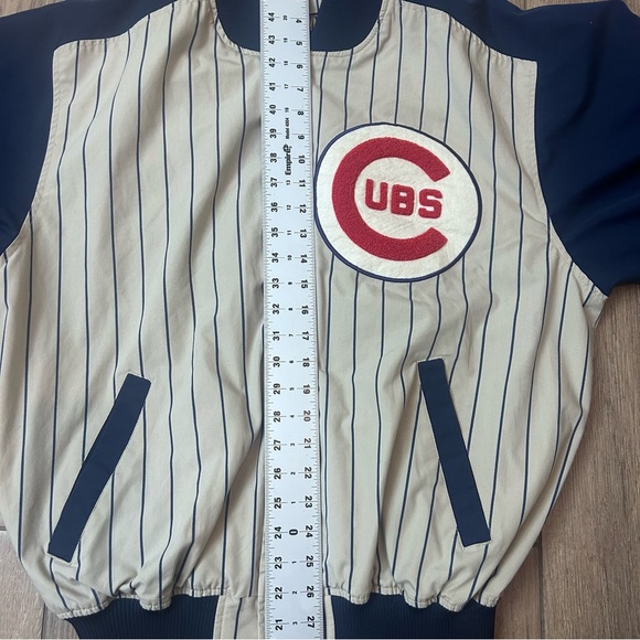 Chicago Cubs Majestic Cooperstown Collection Pinstripe Jacket Mens Size Large - Picture 13 of 16